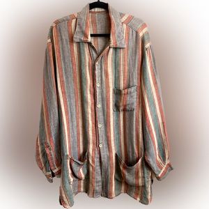 Long Linen Casual Shirt / Smock / Chore Coat